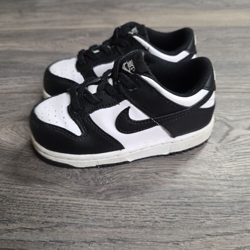 Nike Dunk Low Panda Black White TD Athletic Shoes CW1589 100 Toddler Size 8C - Picture 3 of 6